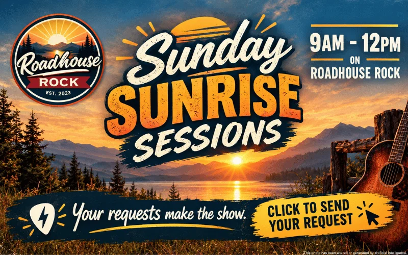 Banner promoting Sunday Sunrise Sessions, now three hours from 9 am to 12 pm on Sunady